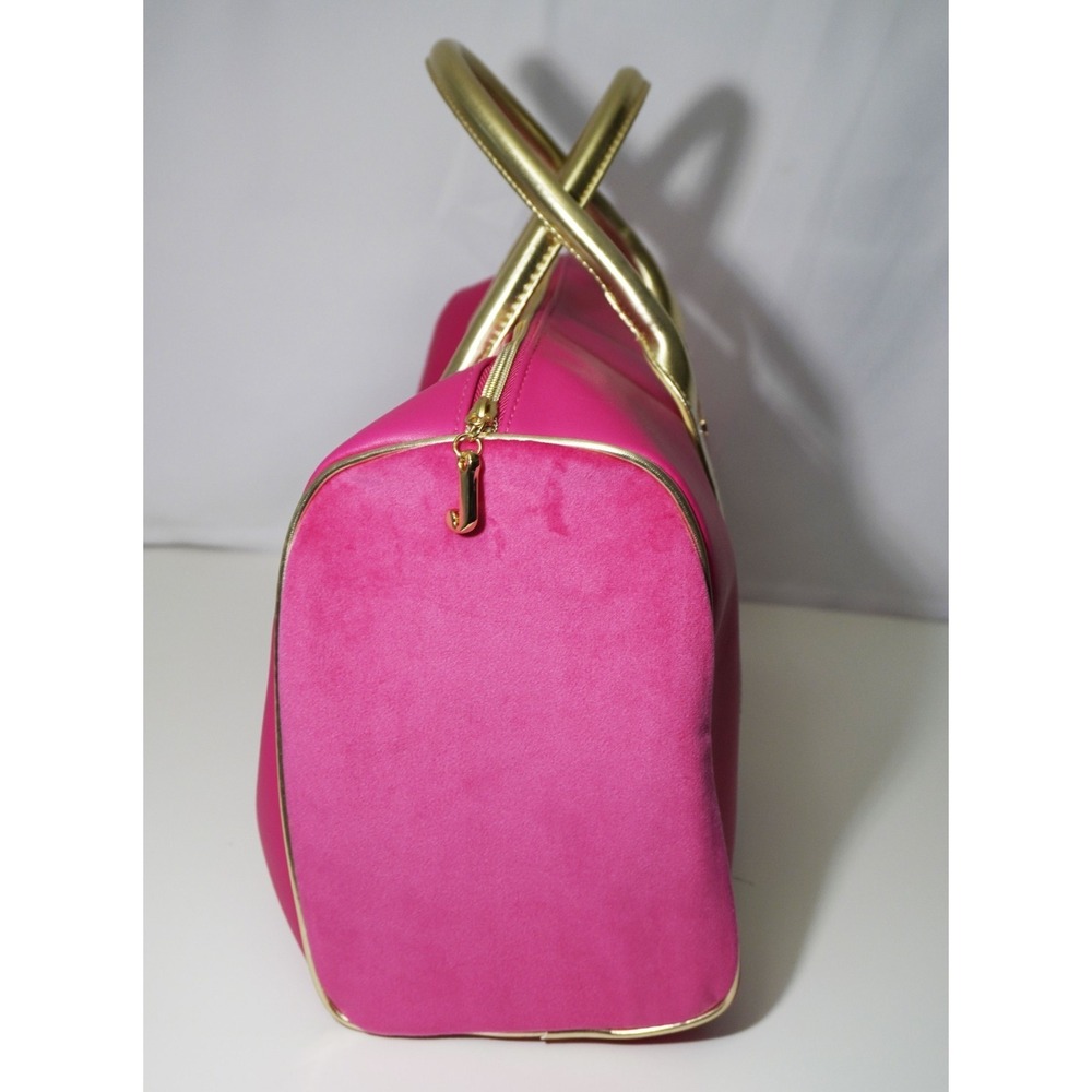 Juicy Couture Pink Velour Faux Leather Barbiecore Hand Bag Gold Trim w/ J Charm - Picture 5 of 10